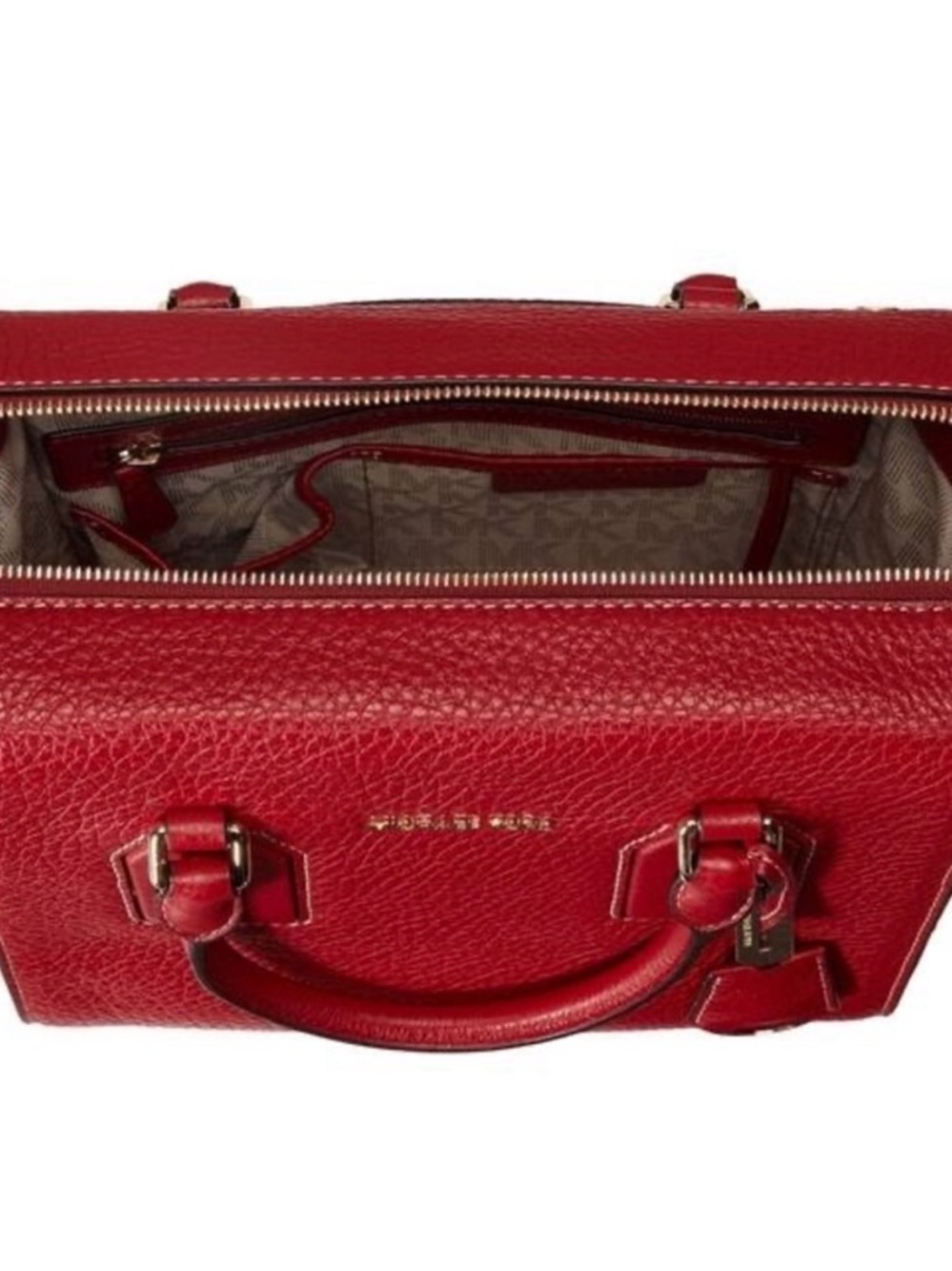 Michael Kors Selby Red Pebbled Leather Satchel with Gold Hardware - Picture 3 of 14